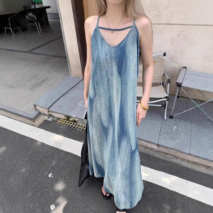 V-Neck Tie Dye A-Line Maxi Dress
