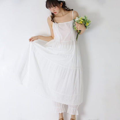 Lace Trim A-Line Maxi Dress
