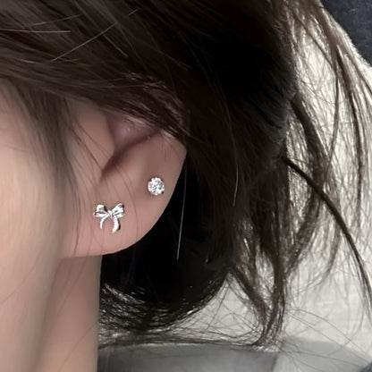 Sterling 925 Earring Bowknot Silver Stud