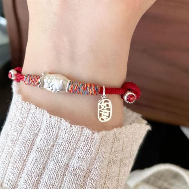 Silver Bracelet String 925 Sterling Fish