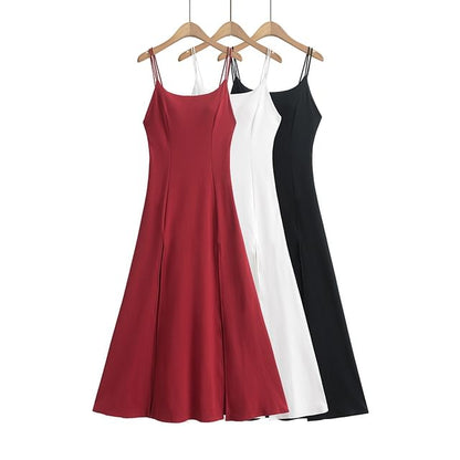 Padded Slit A-Line Maxi Dress