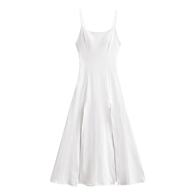 Padded Slit A-Line Maxi Dress