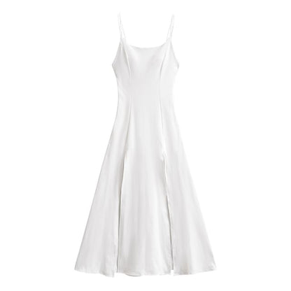 Padded Slit A-Line Maxi Dress