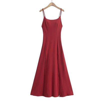 Padded Slit A-Line Maxi Dress