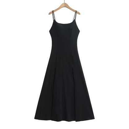 Padded Slit A-Line Maxi Dress