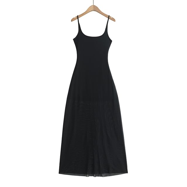 Mesh A-Line Maxi Dress