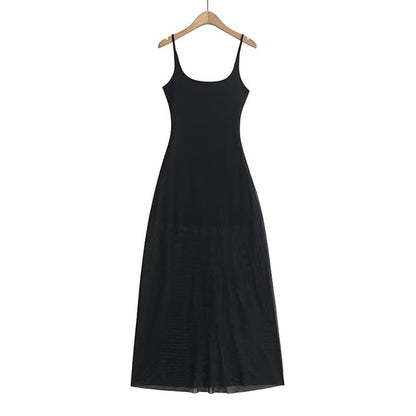 Mesh A-Line Maxi Dress