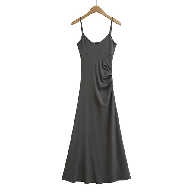 Open Back Ruched A-Line Midi Dress