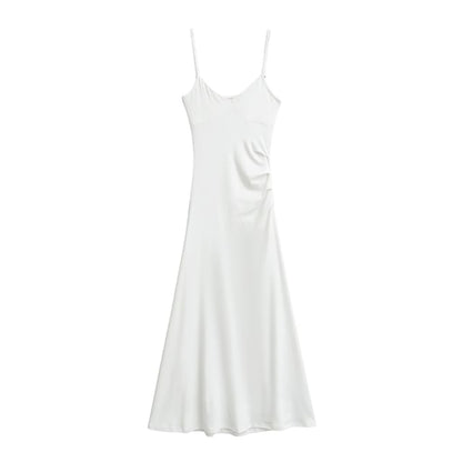 Open Back Ruched A-Line Midi Dress