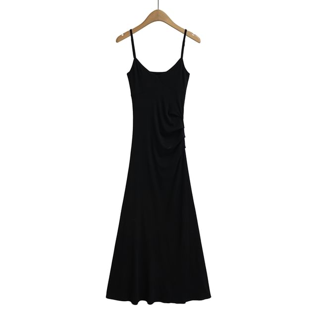 Open Back Ruched A-Line Midi Dress