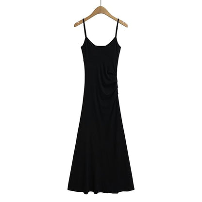 Open Back Ruched A-Line Midi Dress