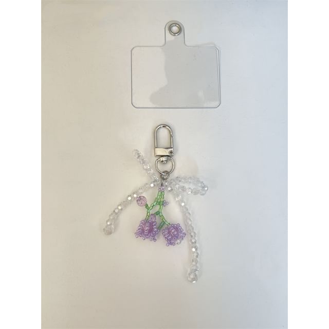 Bow Phone Charm Flower Beaded