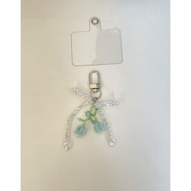 Bow Phone Charm Flower Beaded