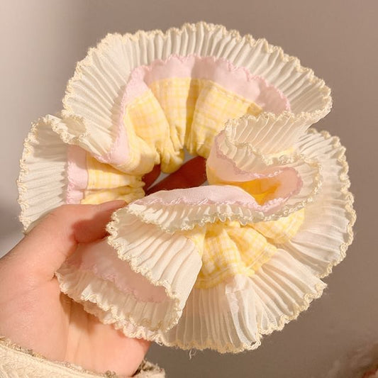 Scrunchie Plaid Panel Pleated