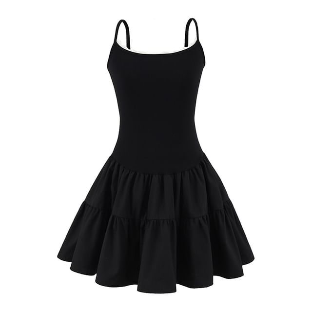 Scoop Neck Lace Trim Open Back A-Line Mini Dress