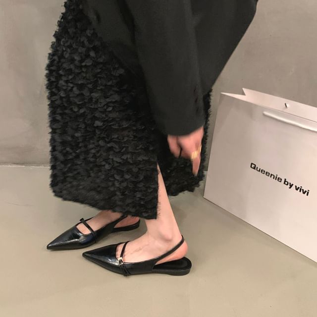 Pointy Buckled Singback Mules