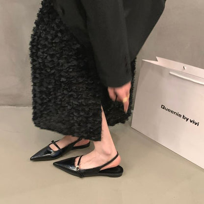 Pointy Buckled Singback Mules