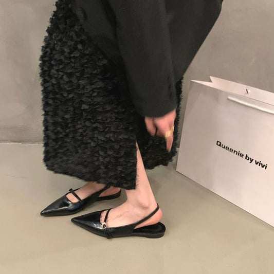 Pointy Buckled Singback Mules