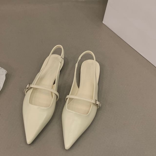 Pointy Buckled Singback Mules