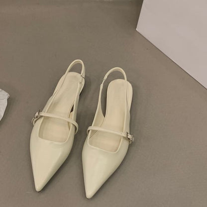 Pointy Buckled Singback Mules