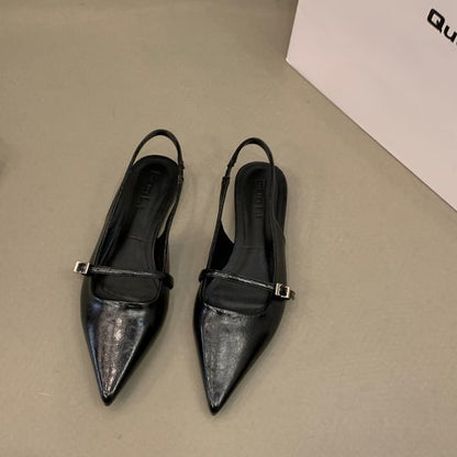 Pointy Buckled Singback Mules