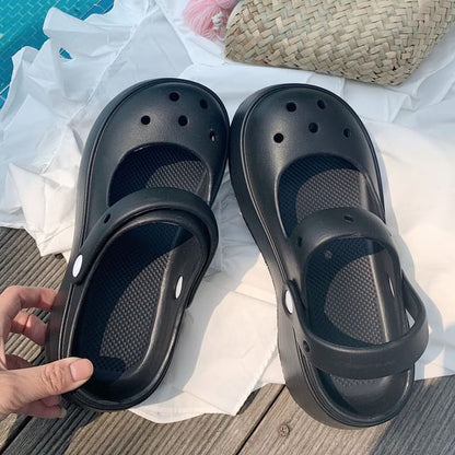 Perforated Platform Plain Sandals