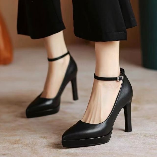 Pointy Platform Stiletto Heel Ankle Strap Sandals