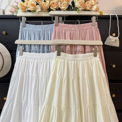 Tiered Midi A-Line Skirt - Available in 5 Shades