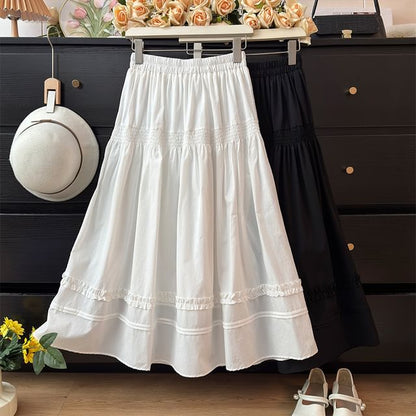 Ruffle Trim High-Rise A-Line Skirt - Elegant