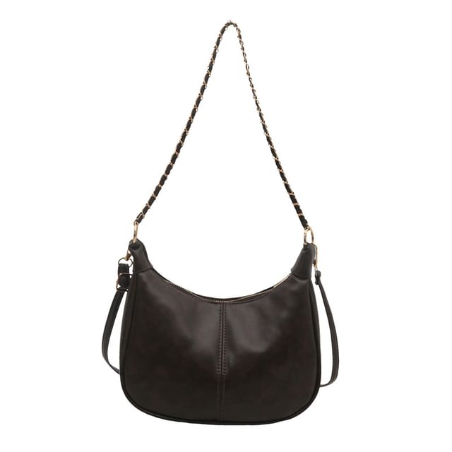 Faux Leather Plain Hobo Bag