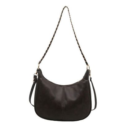 Faux Leather Plain Hobo Bag