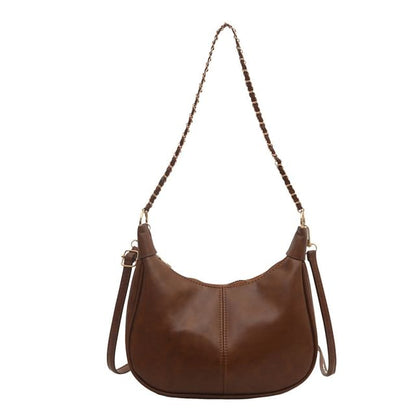 Faux Leather Plain Hobo Bag