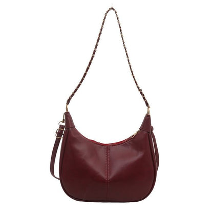 Faux Leather Plain Hobo Bag