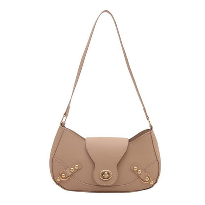 Faux Leather Buckled Flap Hobo Bag