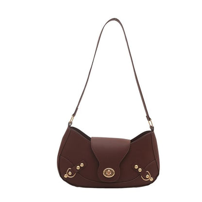Faux Leather Buckled Flap Hobo Bag