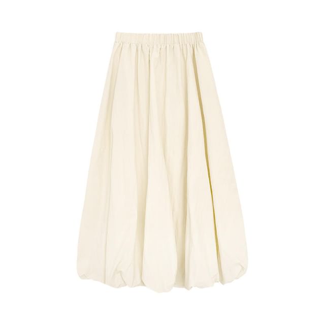 Elevated Bubble Hem Midi Skirt