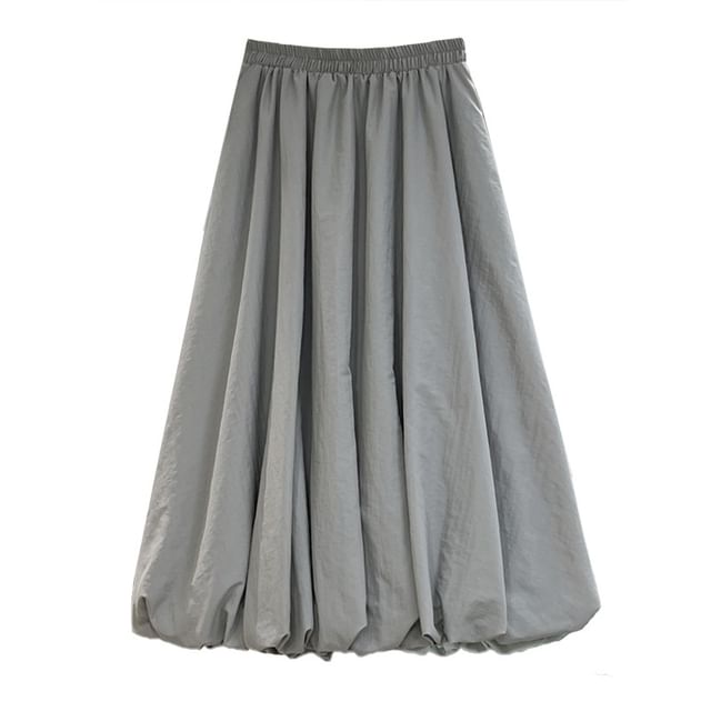 Elevated Bubble Hem Midi Skirt