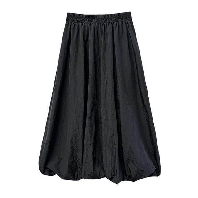 Elevated Bubble Hem Midi Skirt