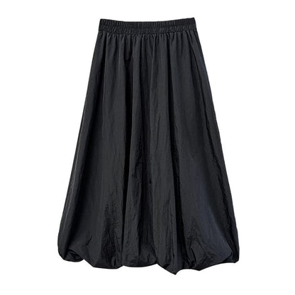 Elevated Bubble Hem Midi Skirt