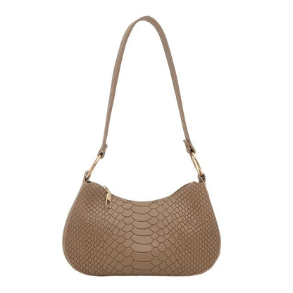 Crocodile Grain Faux Leather Shoulder Bag
