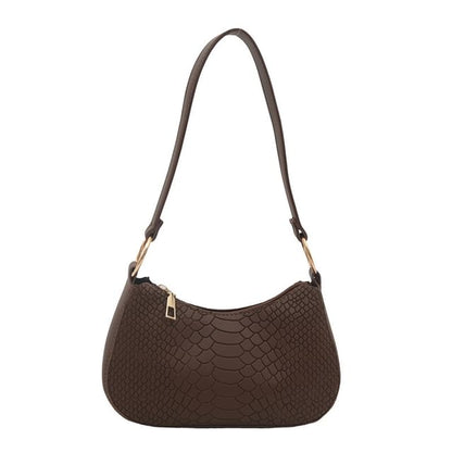 Crocodile Grain Faux Leather Shoulder Bag