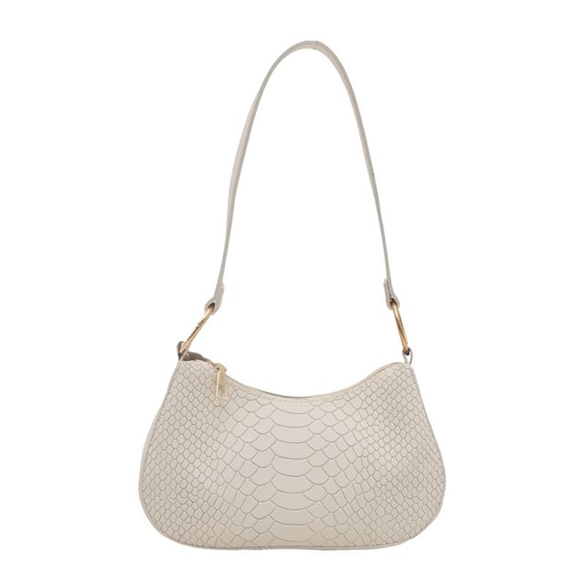 Crocodile Grain Faux Leather Shoulder Bag