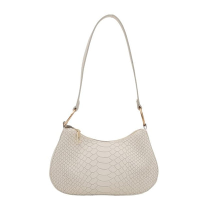 Crocodile Grain Faux Leather Shoulder Bag