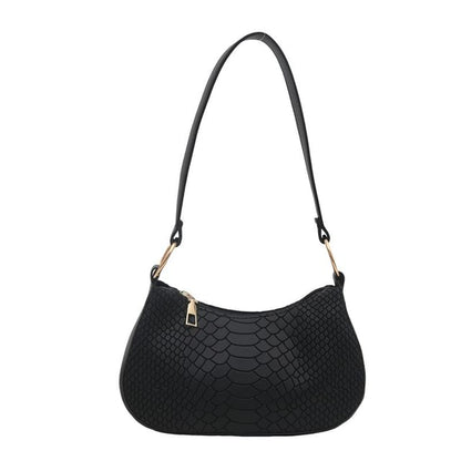 Crocodile Grain Faux Leather Shoulder Bag