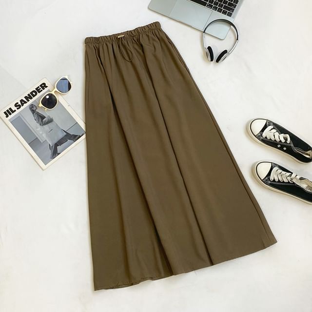 Casual Maxi A-Line Skirt with Drawstring Waist