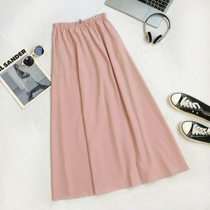 Casual Maxi A-Line Skirt with Drawstring Waist