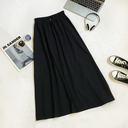 Casual Maxi A-Line Skirt with Drawstring Waist