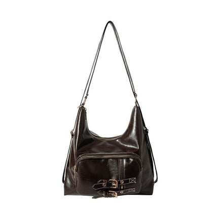 Buckled Multiway Faux Leather Shoulder Bag