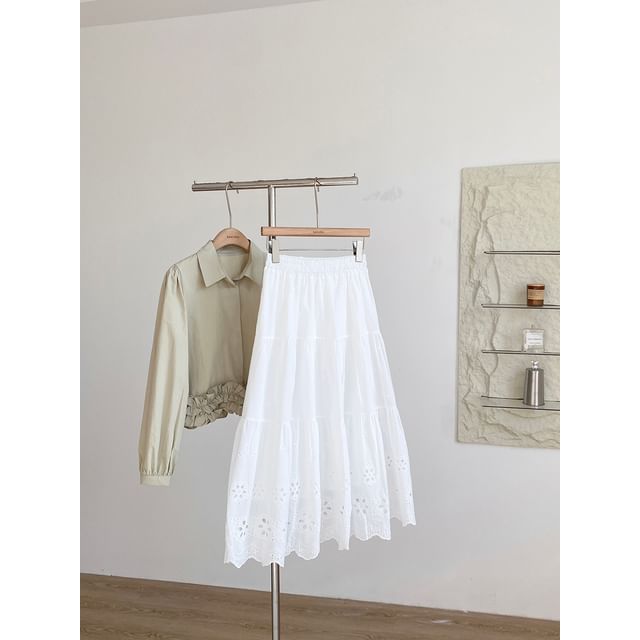 Lace Maxi Skirt - High Waist Flowy A-Line