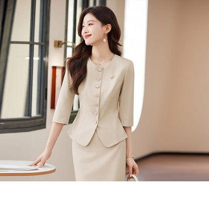 Jacket, Pencil Skirt & Top Three-Piece Set